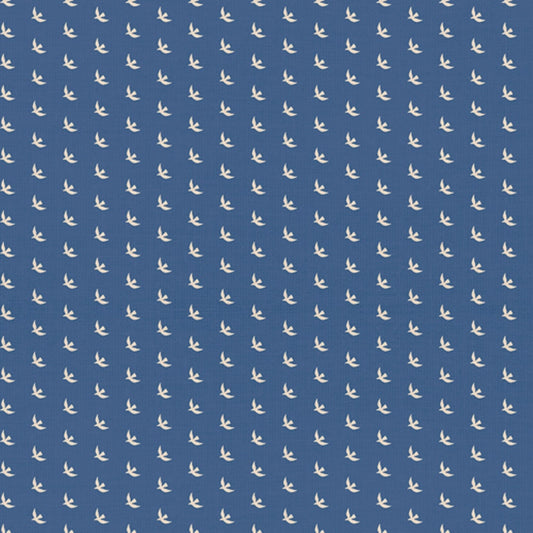 Baumwoll-Jacquard „Vogelflug“ – Blau & Creme