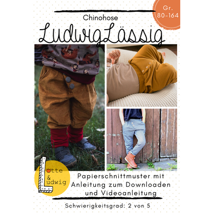 Ludwig Lässig die Chinohose für Kinder mit Style nähbar in Gr.80-164 