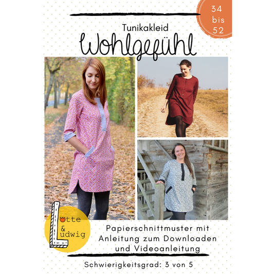 Das Blusenkleid für den eleganten Look mit Taschen, für Damen in den Größen 34-52 von Lotte und Ludwig