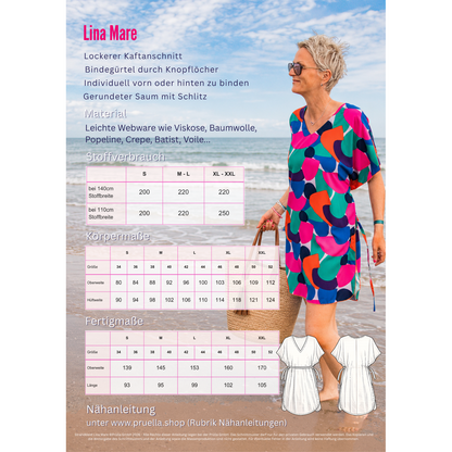 Papierschnittmuster Lina Mare – luftiges Strandkleid für Damen in den Größen S bis XXL.