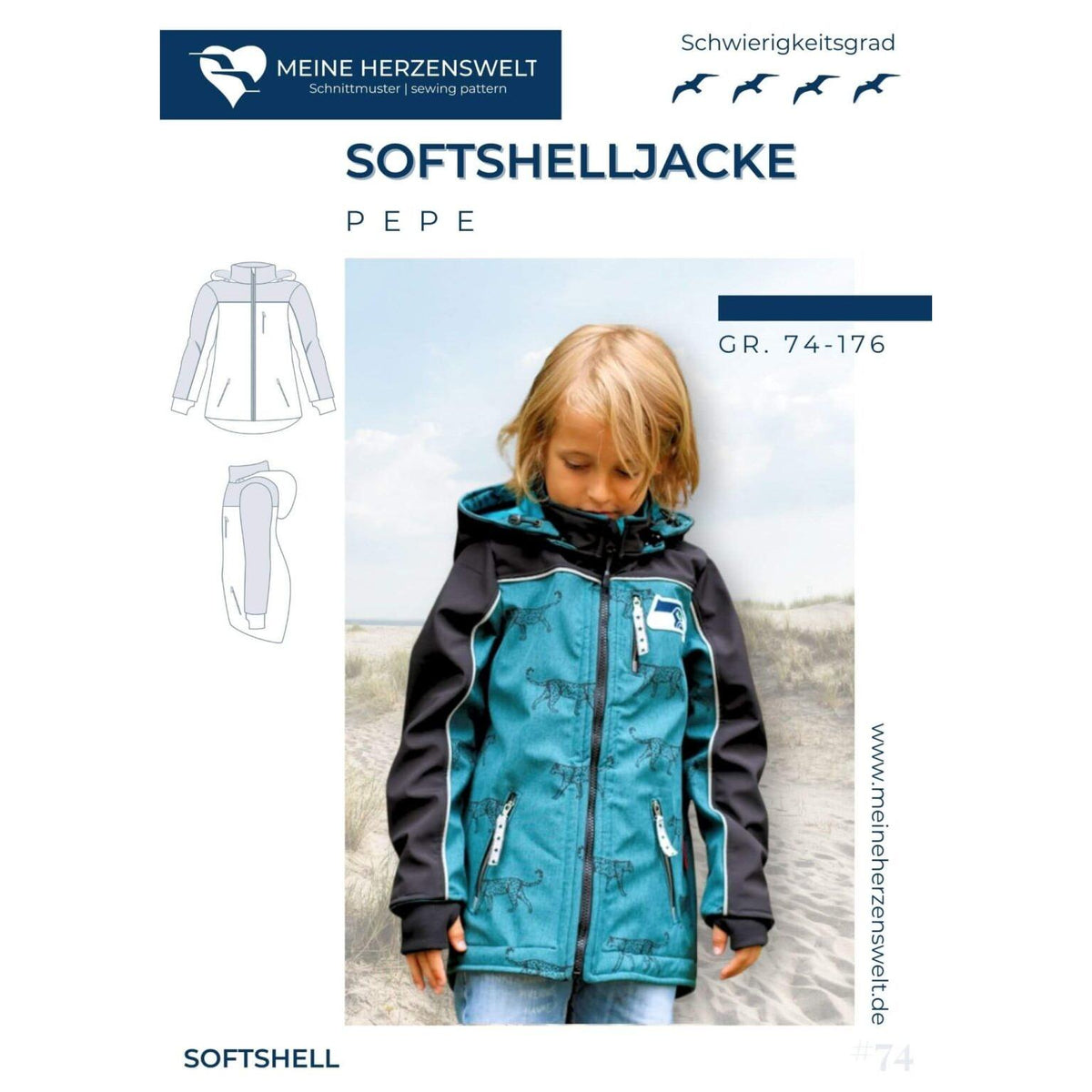Softshelljacke Kinder - Schnittmuster Gr. 74-176 - Pepe - Papierschnittmuster