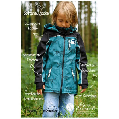 Softshelljacke Kinder - Schnittmuster Gr. 74-176 - Pepe - Papierschnittmuster