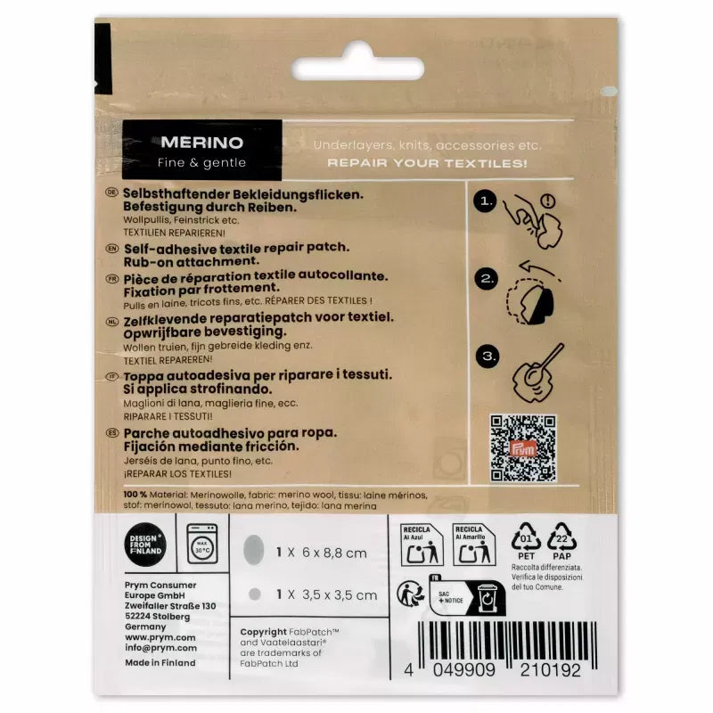 Rub-on Patch MERINO hellgrau 2St