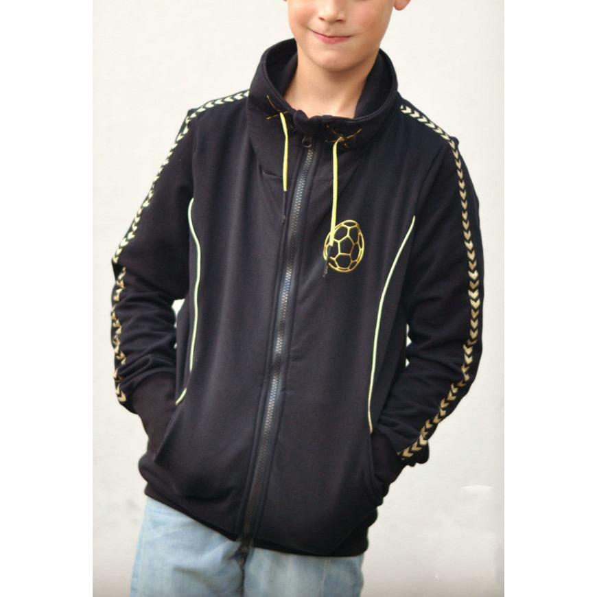 Schnittmuster Manuc Kinder Sweatjacke mit Kapuze oder Kragen und Taschen Größe 74 bis 176