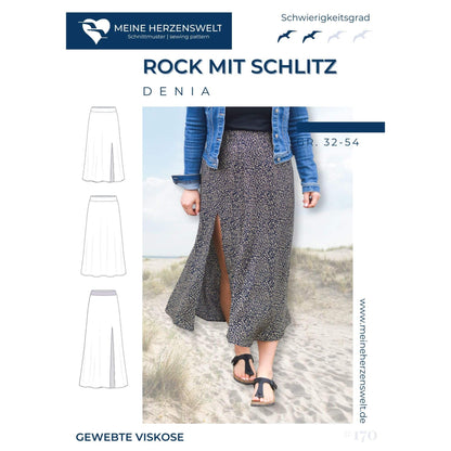 Papierschnittmuster Denia -Rock mit Schlitz Größe: 32-54