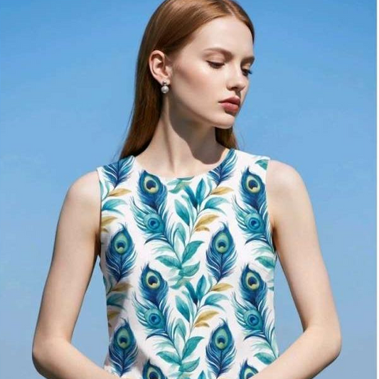 Baumwoll Jersey Digital Druck Pfau Federn