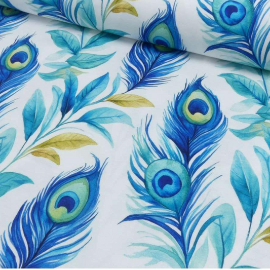 Baumwoll Jersey Digital Druck Pfau Federn