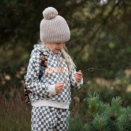 Checkers - M - French Terry - Grauweiß - Rauchiges Olivgrün