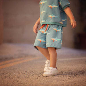 Sharks - M - French Terry - Staubiges Türkis - R