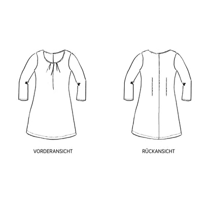FRAU AMELAND • Kleid mit Falten am Ausschnitt  / Papierschnitt