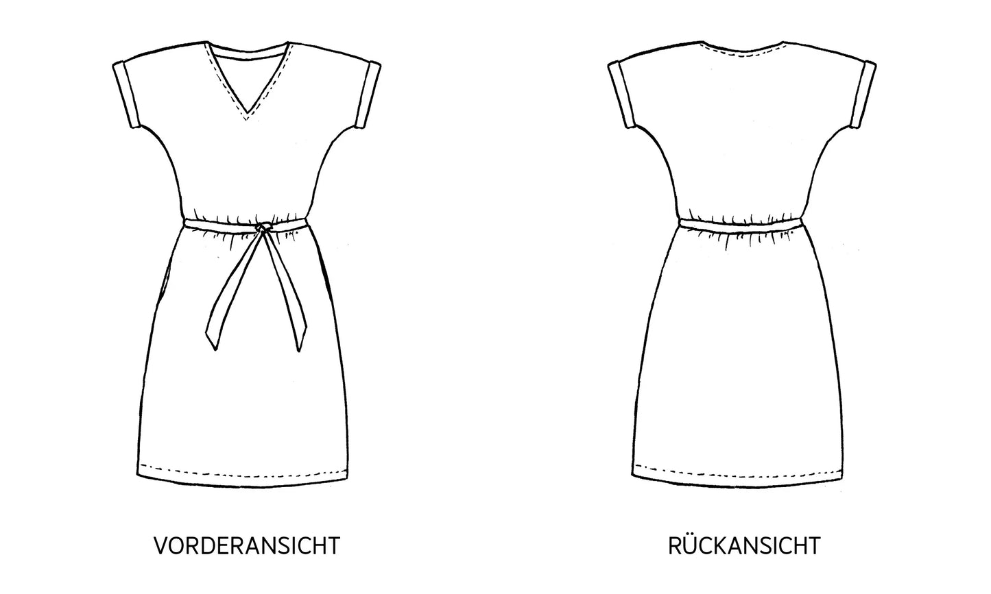 FRAU VIKKI • lockeres Kleid mit V-Ausschnitt, PAPIERSCHNITT