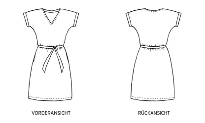 FRAU VIKKI • lockeres Kleid mit V-Ausschnitt, PAPIERSCHNITT