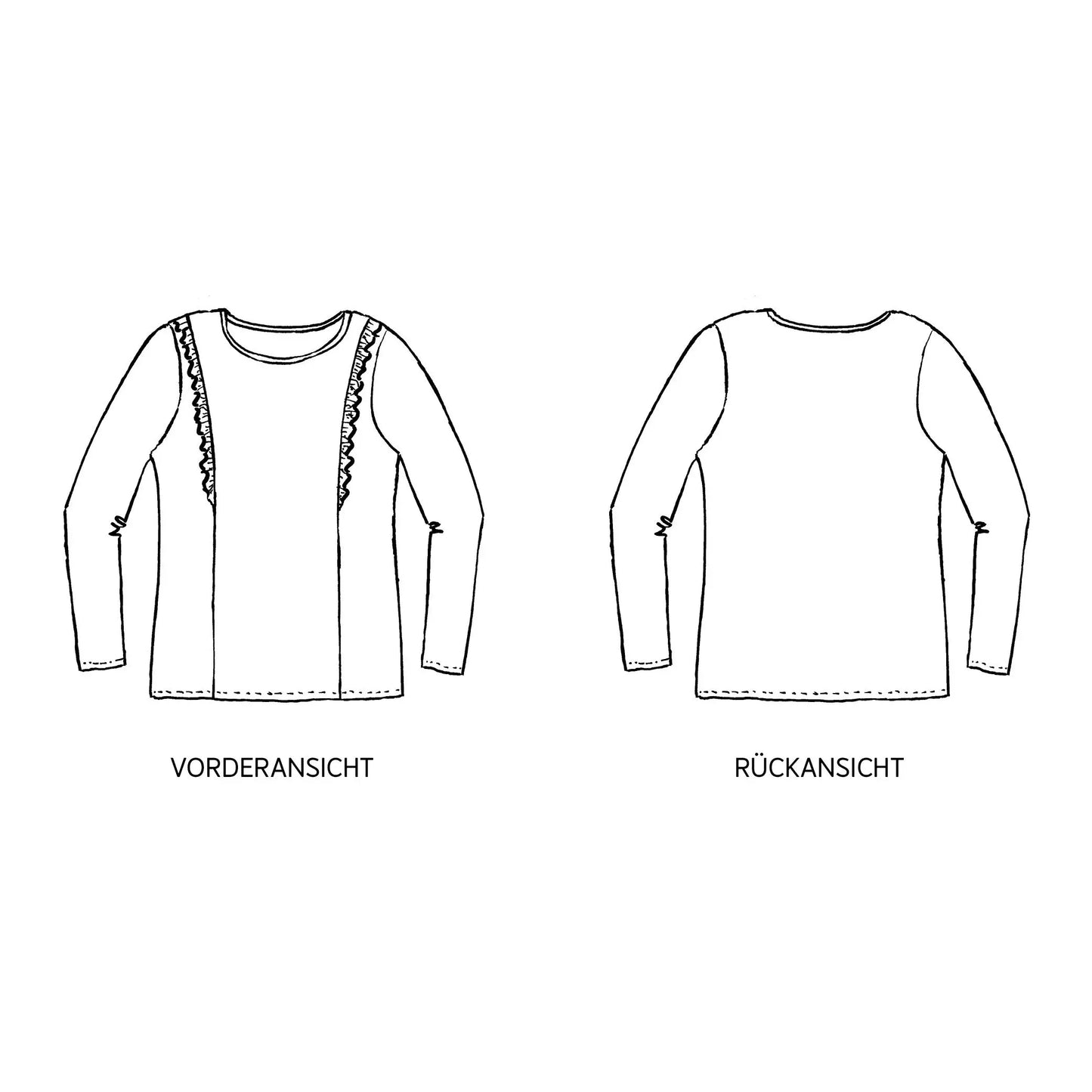 SARA • Rüschenshirt; PAPIERSCHNITT