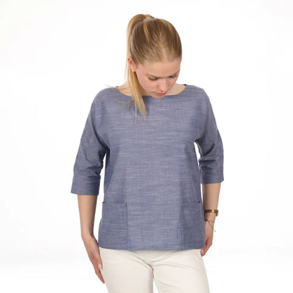 FRAU AIKO kurze Bluse mit Taschen / Papierschnitt