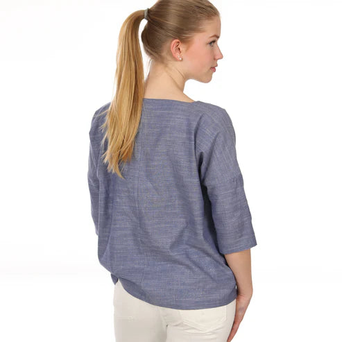 FRAU AIKO kurze Bluse mit Taschen / Papierschnitt
