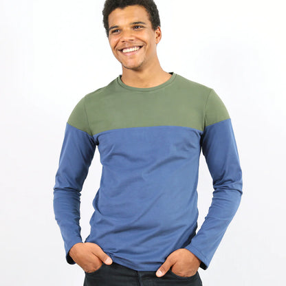 HERR LEVI • Langarmshirt mit Colourblocking, PAPIERSCHNITT