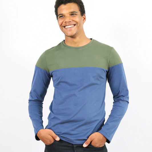 HERR LEVI • Langarmshirt mit Colourblocking, PAPIERSCHNITT