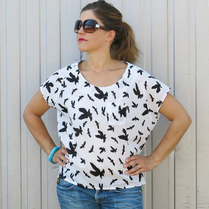 FRAU MIA Bluse Raglanoptik | Papierschnitt