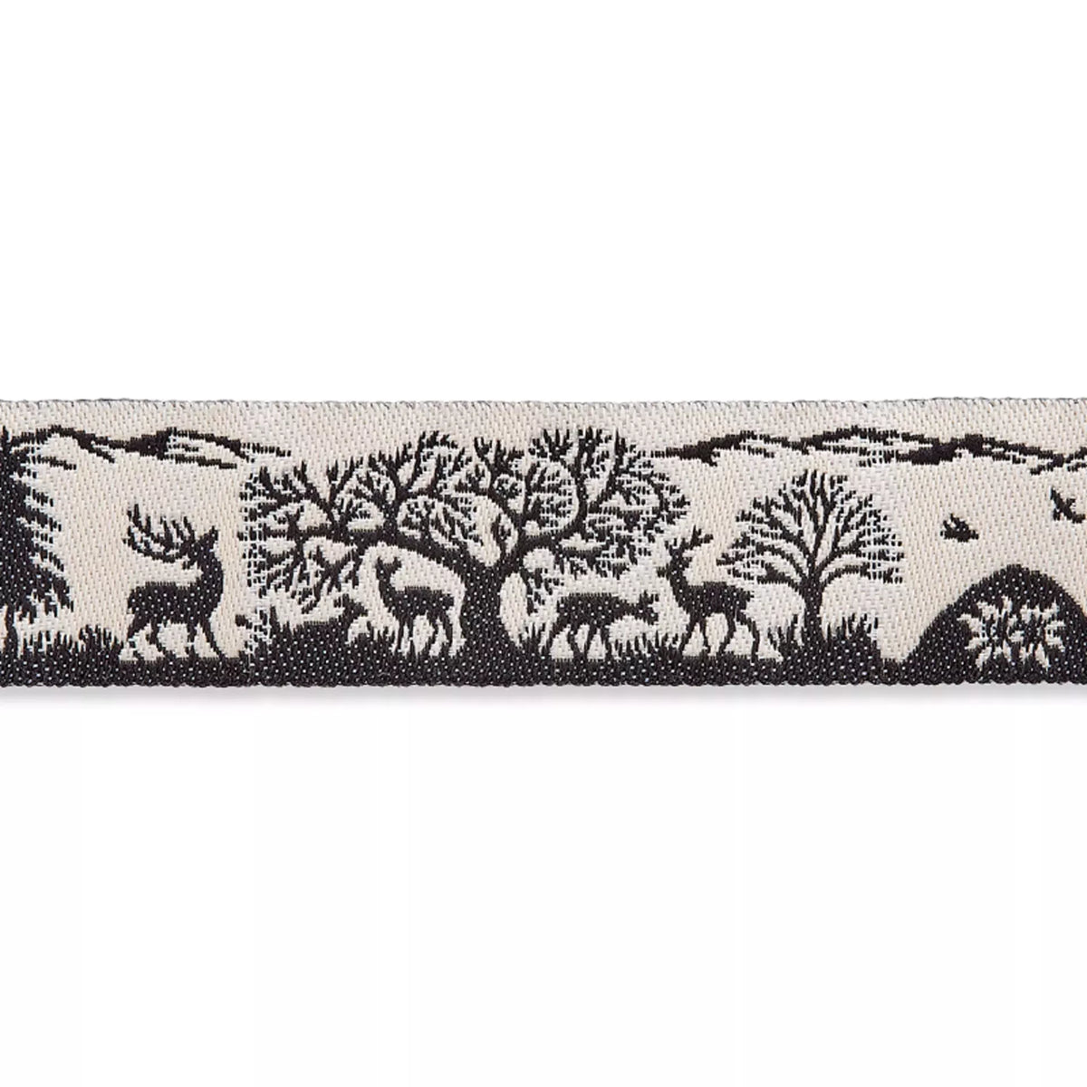 Jacquardborte Hirsch 15mm schwarz 15m