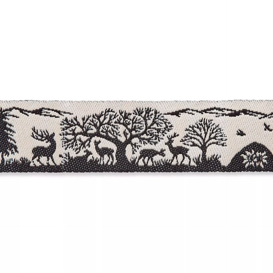 Jacquardborte Hirsch 15mm schwarz 15m