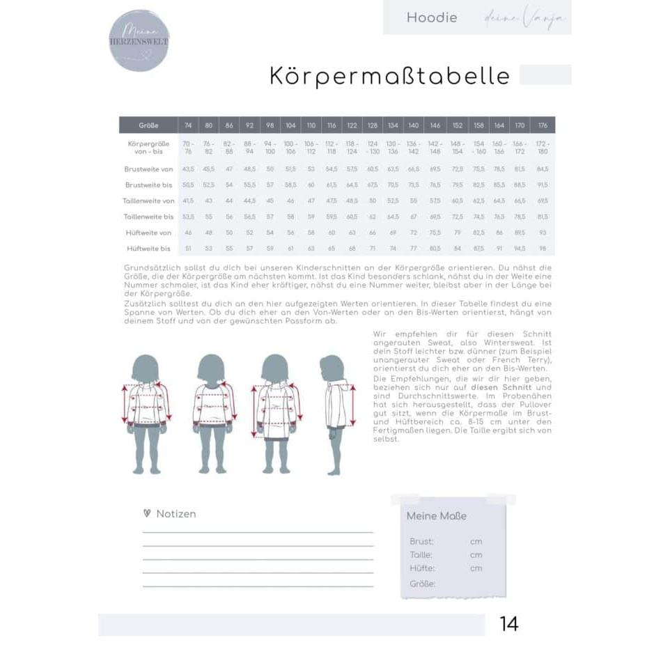 Hoodie für Kinder - Pullover - Schnittmuster - Vanja - Papierschnittmuster