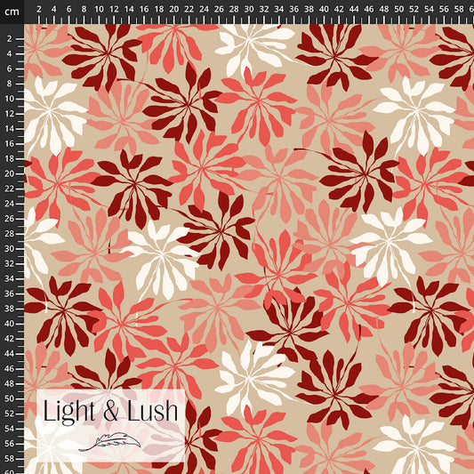 Viscose "Blätter auf Sand"- Light und Lush