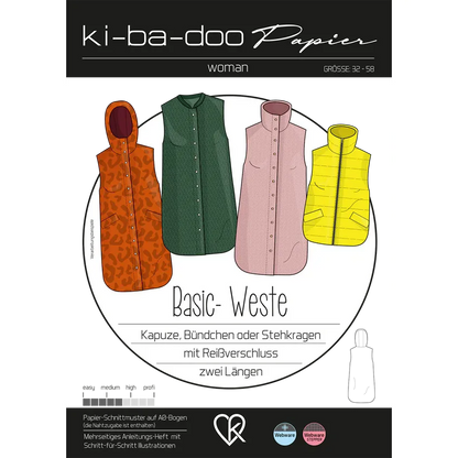 Papierschnitt Basic Weste Damen | Größe 32-58