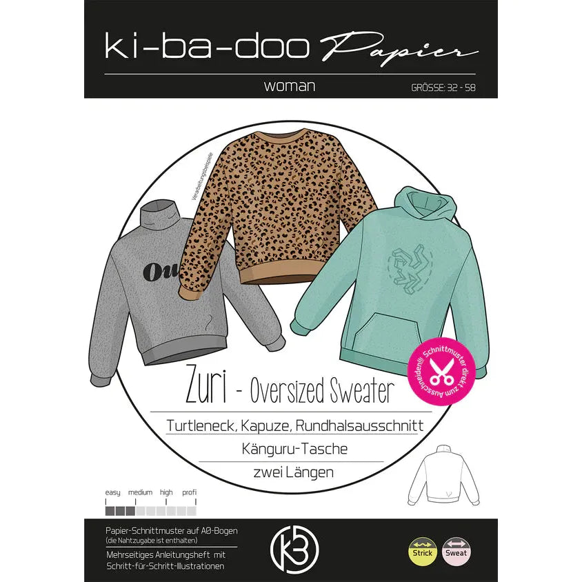 Papierschnitt Sweater Zuri | Größe 32-58