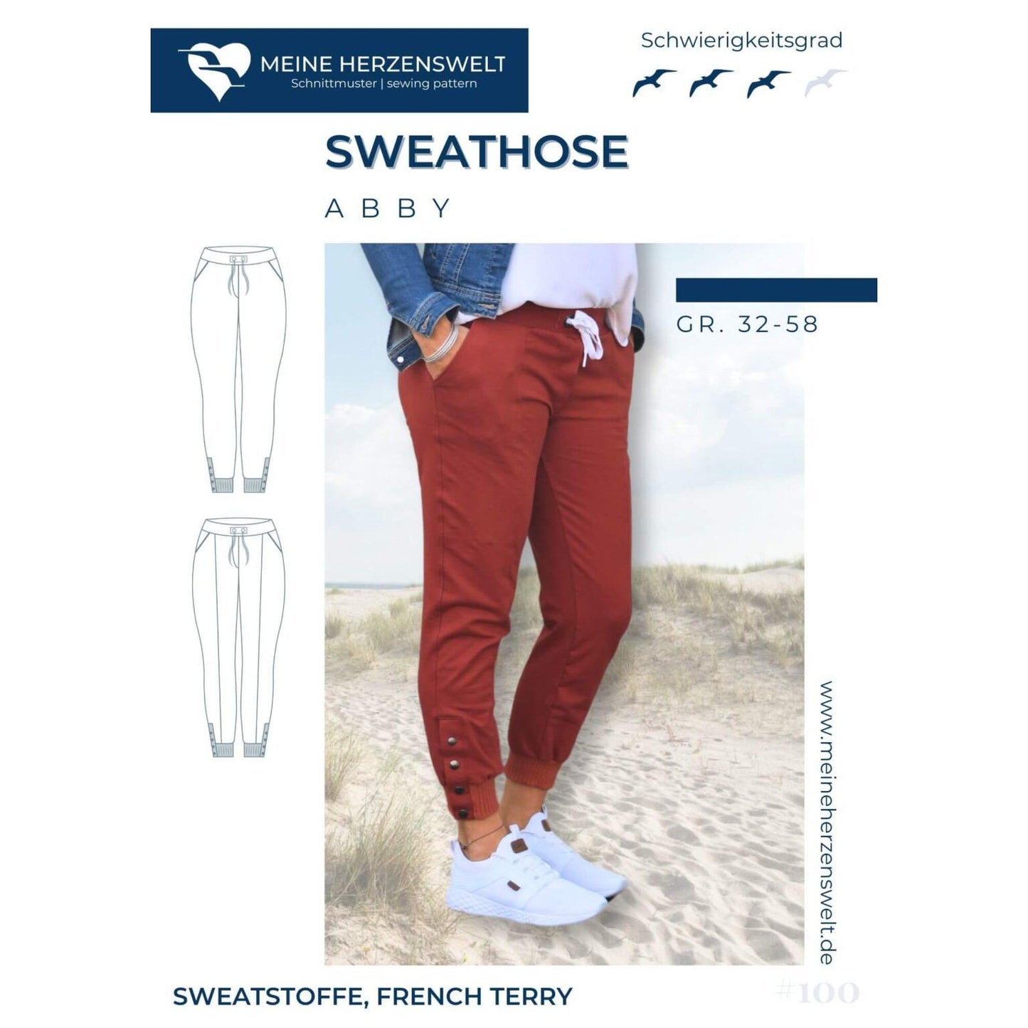 Sweathose Damen - Papierschnittmuster Gr. 32-58 - Abby