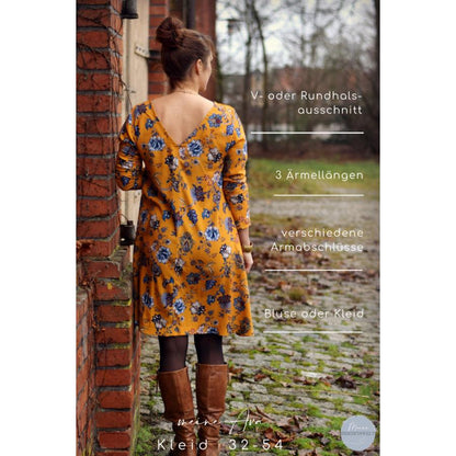 Kleid/Bluse Damen - Papierschnittmuster Gr. 32-54 - Ava