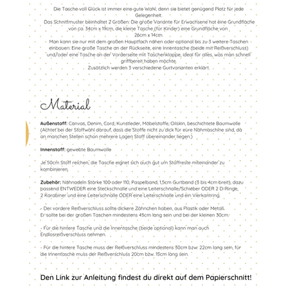 Papierschnittmuster Bauchtasche Tasche voll Glück – Lotte & Ludwig