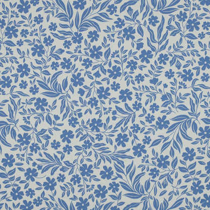 Baumwolljersey Blumen Blau-Weiß – weich & elastisch