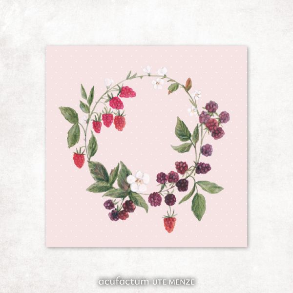 Patch Beerenkranz rosa – acufactum Applikation Himbeeren & Brombeeren