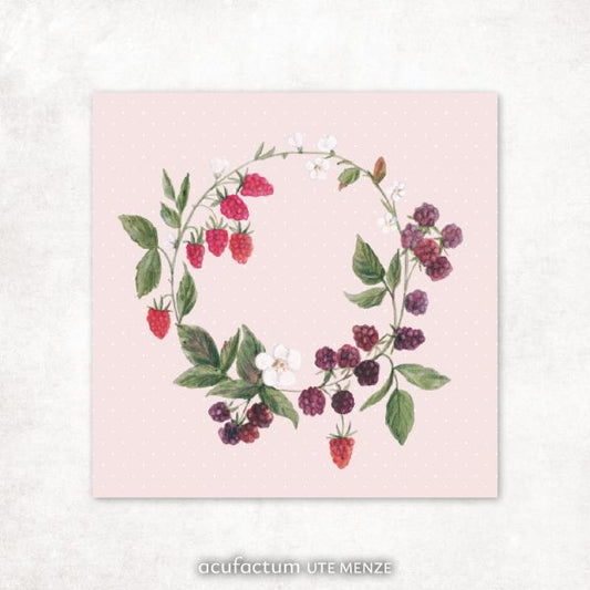 Patch Beerenkranz rosa – acufactum Applikation Himbeeren & Brombeeren