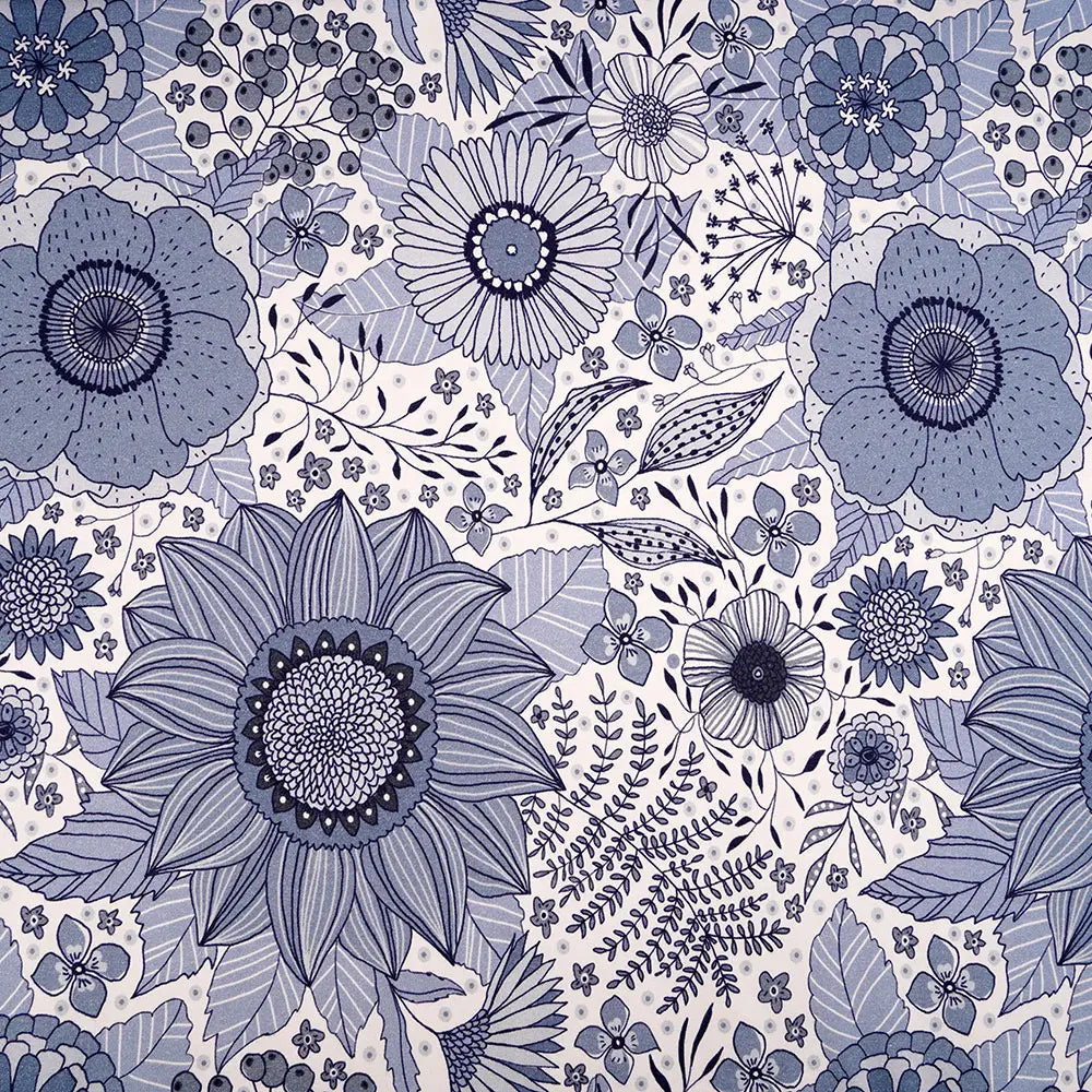 Bio-Baumwolljersey Sommerblumen Grau-Blau – Stoffonkel Susalabim