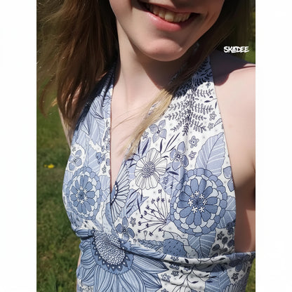 Bio-Baumwolljersey Sommerblumen Grau-Blau – Stoffonkel Susalabim
