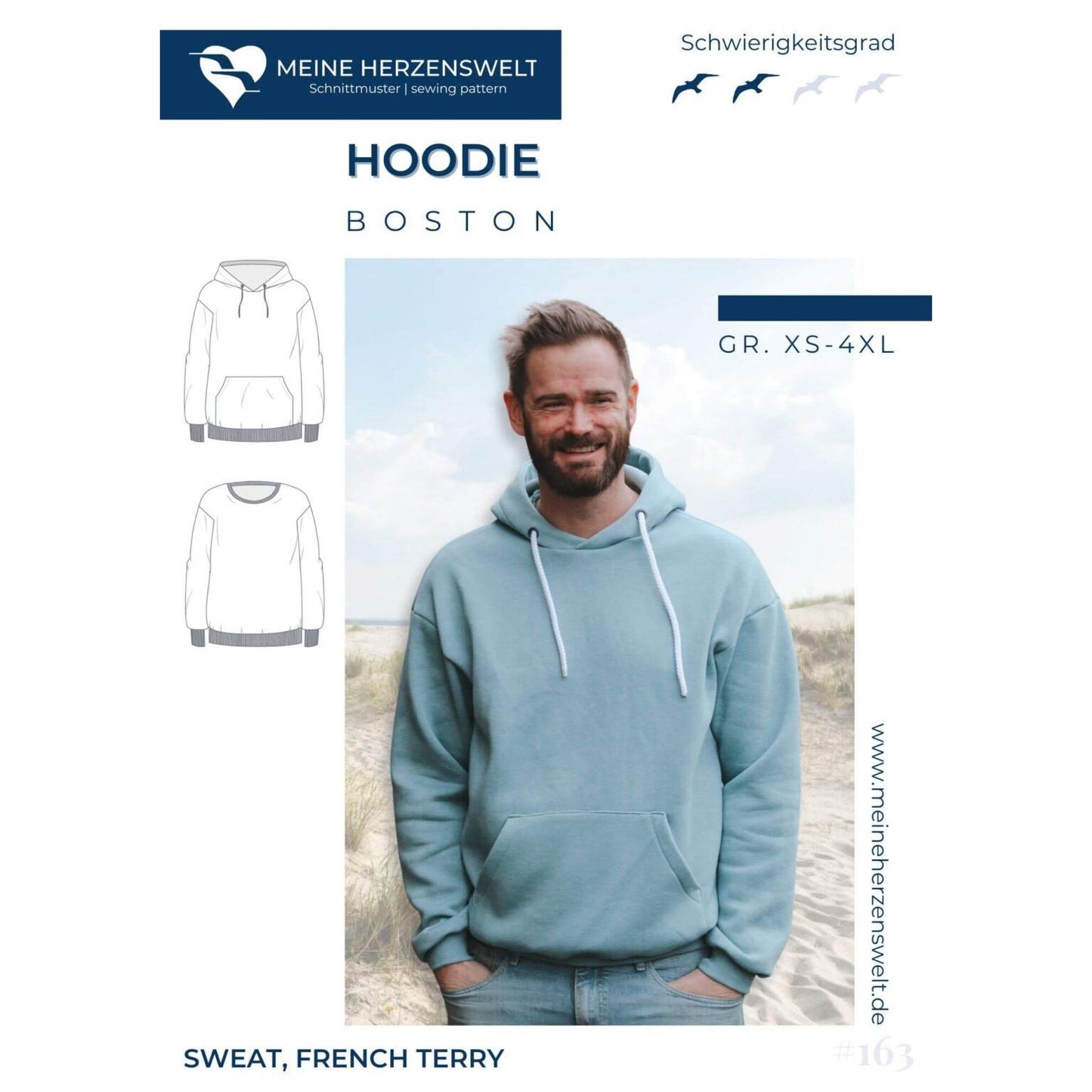 Hoodie für Herren – Schnittmuster – Boston