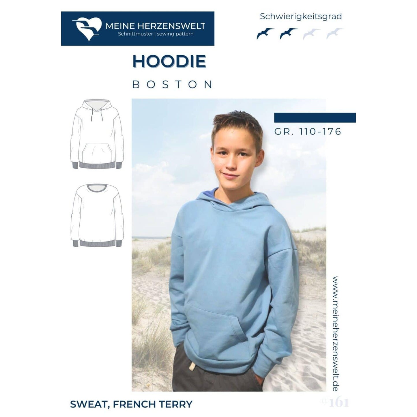 Boston- Hoodie für Kinder – Papierschnittmuster