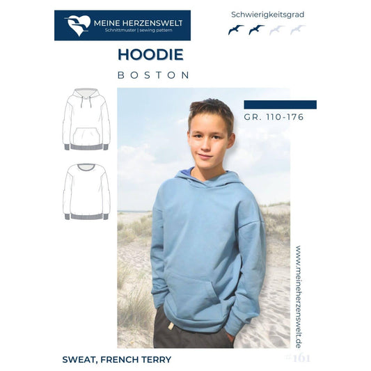 Boston- Hoodie für Kinder – Papierschnittmuster
