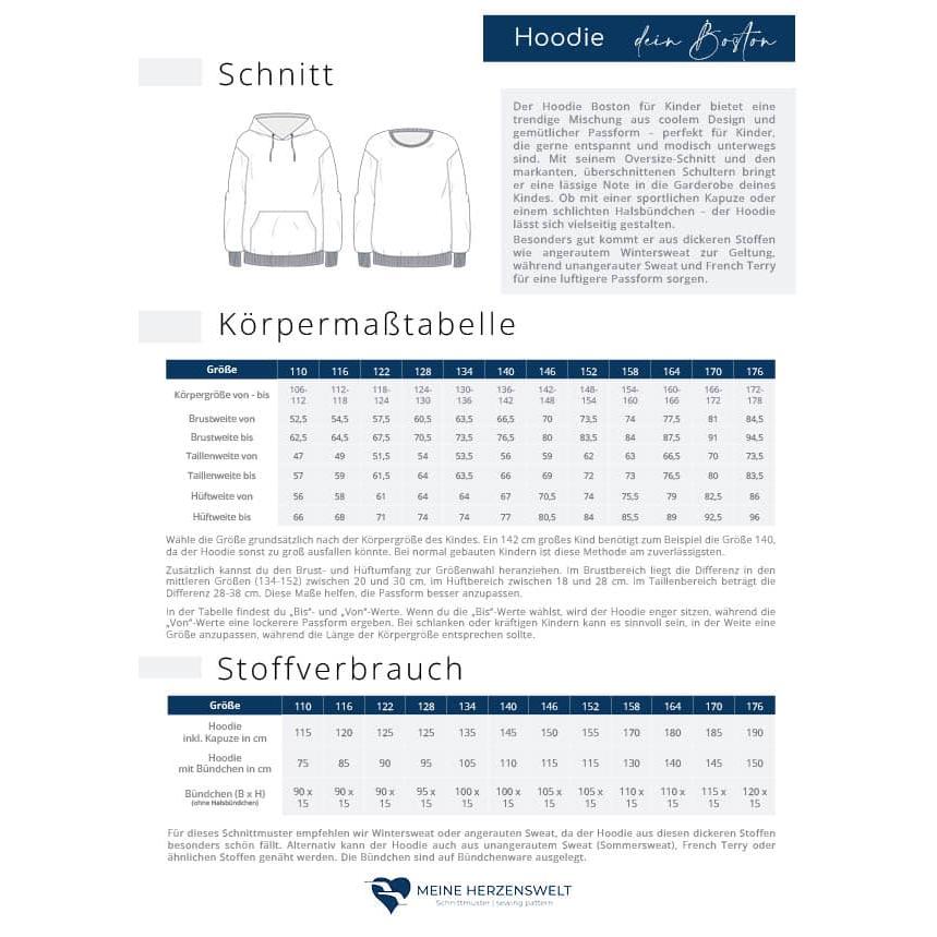 Boston- Hoodie für Kinder – Papierschnittmuster