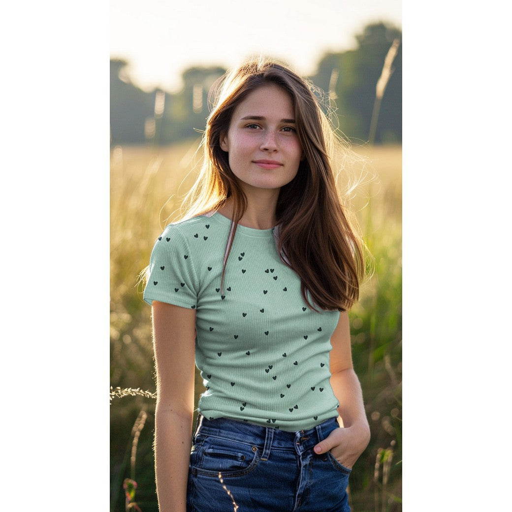 RIB JERSEY HEARTS - MAUVE