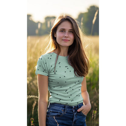 RIB JERSEY HEARTS - MAUVE