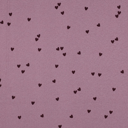 RIB JERSEY HEARTS - MAUVE