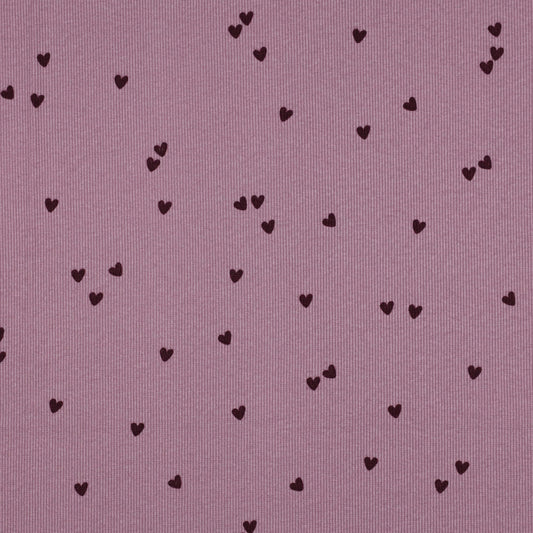 RIB JERSEY HEARTS - MAUVE