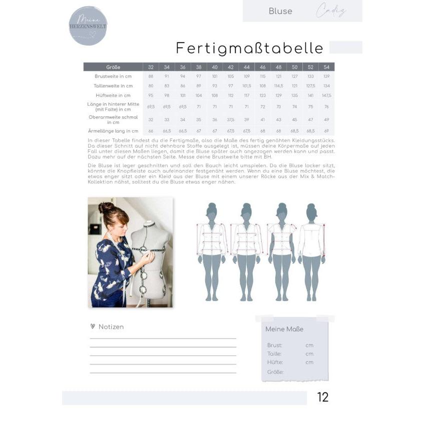 Cadiz- Bluse für Damen - Papierschnittmuster