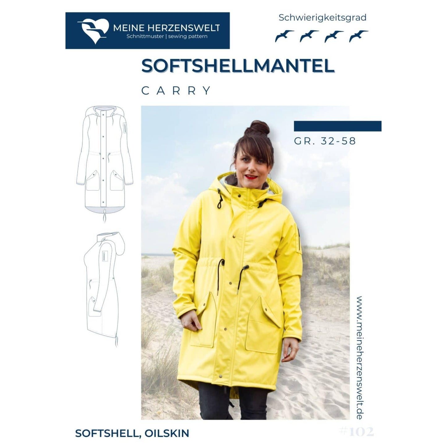 Softshellmantel Damen - Papierschnittmuster Schnittmuster 32-58 - Carry
