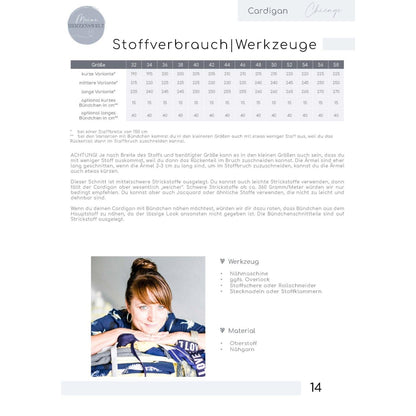 Chicago- Cardigan Damen – Papierschnittmuster Gr. 32-58