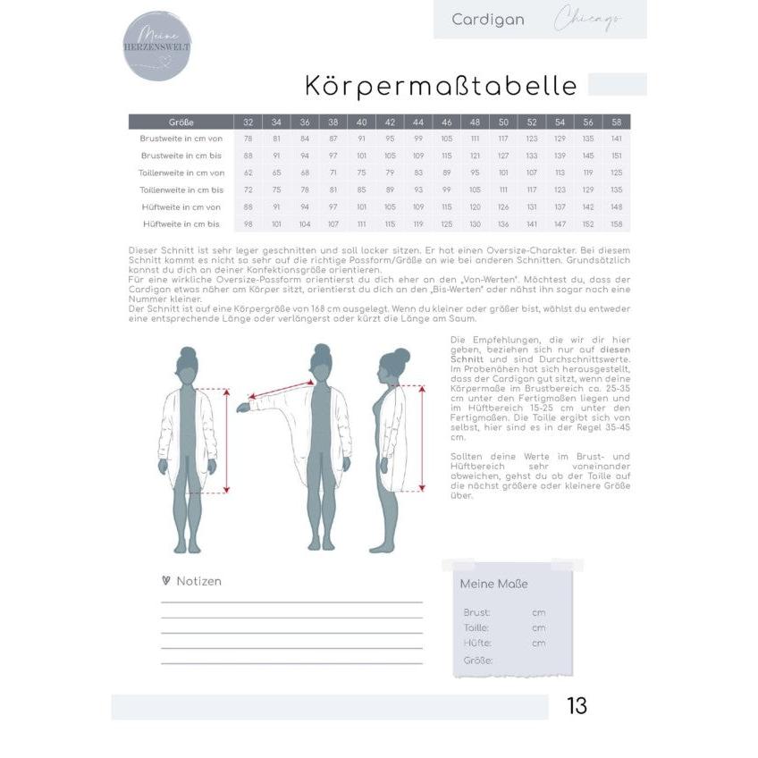 Chicago- Cardigan Damen – Papierschnittmuster Gr. 32-58