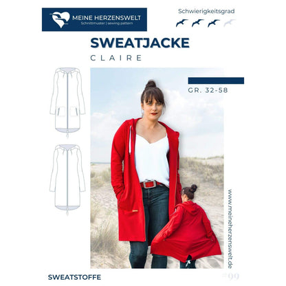 Sweatjacke für Damen - Schnittmuster - Claire - Papierschnittmuster