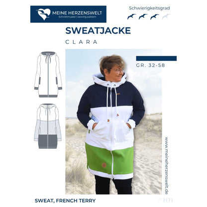 Sweatjacke für Damen –  Clara – Papierschnittmuster